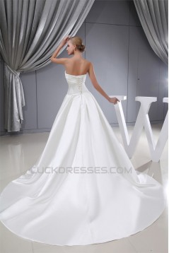 A-Line Sleeveless Strapless Satin Wedding Dresses 2030232