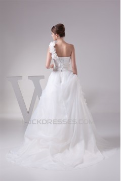 Ball Gown One-Shoulder Sleeveless Sweet Wedding Dresses 2030238