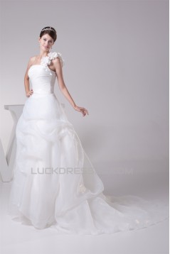 Ball Gown One-Shoulder Sleeveless Sweet Wedding Dresses 2030238