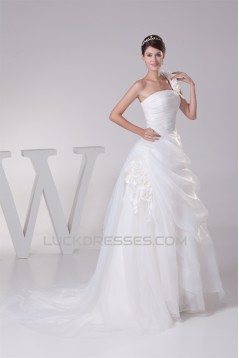 Ball Gown One-Shoulder Sleeveless Sweet Wedding Dresses 2030238