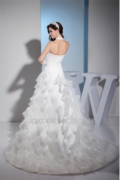 Princess Sleeveless Satin Lace Organza Halter New Arrival Wedding Dresses 2030255