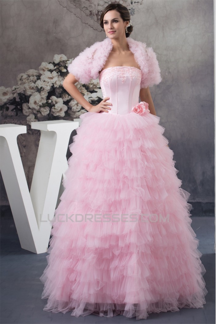 Princess Sleeveless Strapless Beading Floor-Length Wedding Dresses 2030257
