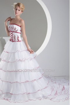 Princess Square Chapel Train Satin Lace Organza Bead Wedding Dresses 2030258