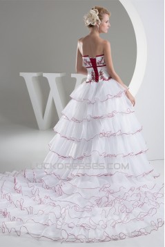 Princess Square Chapel Train Satin Lace Organza Bead Wedding Dresses 2030258