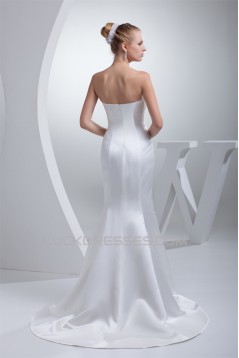 Mermaid/Trumpet Beaded Lace Satin Strapless Wedding Dresses 2030260