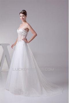 A-Line Sweetheart Beaded Lace Wedding Dresses 2030265