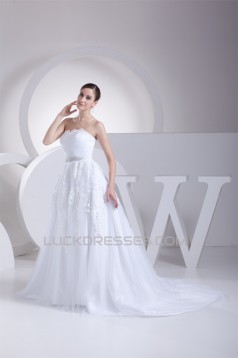 Elegant A-Line Strapless Beaded Lace Sleeveless New Arrival Wedding Dresses 2030267