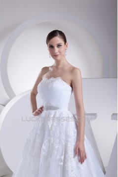 Elegant A-Line Strapless Beaded Lace Sleeveless New Arrival Wedding Dresses 2030267