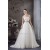 A-Line Strapless Satin Fine Netting Sleeveless Beaded Lace Wedding Dresses 2030269