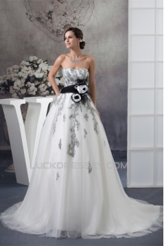 A-Line Satin Lace Fine Netting Strapless New Arrival Wedding Dresses 2030277