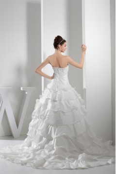 Ball Gown Satin Lace Taffeta Square Sleeveless New Arrival Wedding Dresses 2030285