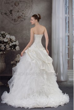 Ball Gown Satin Organza Strapless Lace Wedding Dresses 2030287