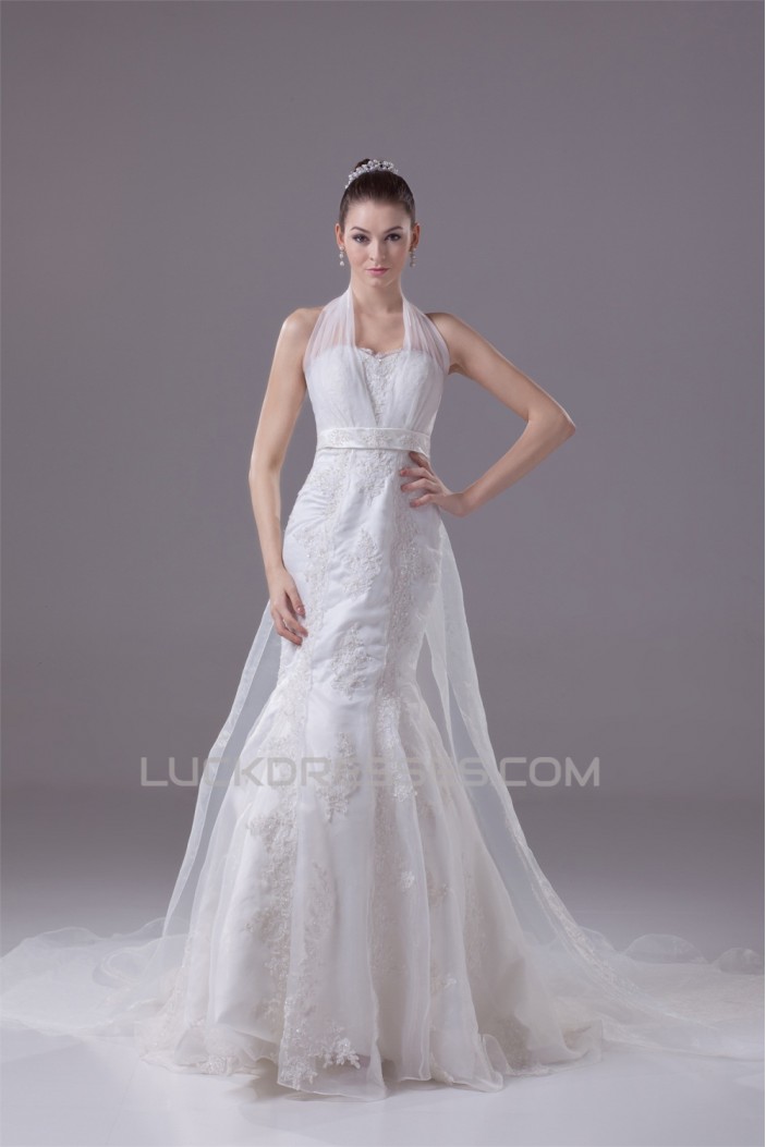 Mermaid/Trumpet Halter Lace Most Beautiful Wedding Dresses 2030290