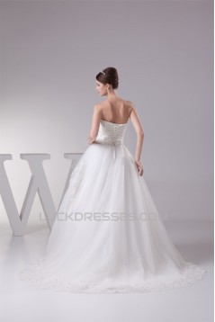 Satin Organza Sleeveless A-Line Sweetheart New Arrival Lace Wedding Dresses 2030294