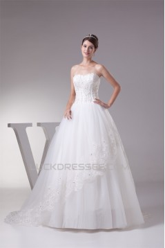 Satin Organza Sleeveless A-Line Sweetheart New Arrival Lace Wedding Dresses 2030294