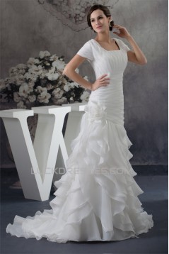 Satin Organza Square Princess Sleeveless Most Beautiful Wedding Dresses 2030297