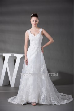 A-Line Straps Sleeveless Lace Wedding Dresses 2030299