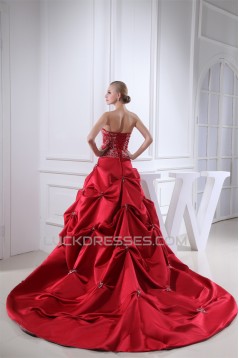 A-Line Satin Taffeta Princess Square Sleeveless Wedding Dresses 2030307