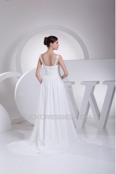 A-Line Chiffon Scoop Sleeveless Sweet Wedding Dresses 2030310