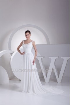 A-Line Chiffon Scoop Sleeveless Sweet Wedding Dresses 2030310