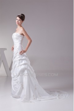 A-Line Strapless Taffeta Sweet Wedding Dresses 2030317