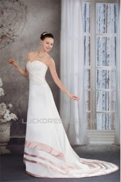 A-Line Satin Silk like Satin Sleeveless Wedding Dresses with Color 2030326