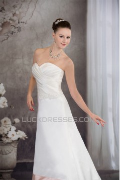 A-Line Satin Silk like Satin Sleeveless Wedding Dresses with Color 2030326