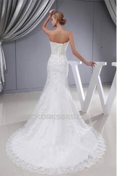 Trumpet/Mermaid Sweetheart Satin Lace Wedding Dresses 2030332