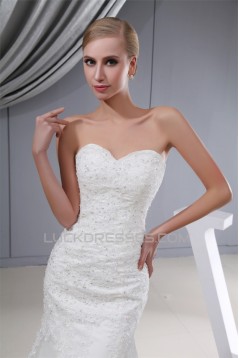 Trumpet/Mermaid Sweetheart Satin Lace Wedding Dresses 2030332