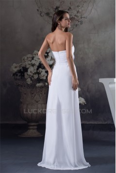 Sheath/Column Strapless Chiffon Wedding Dresses 2030334