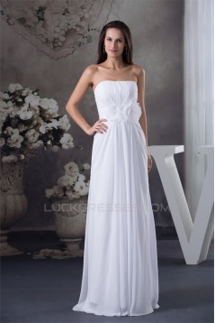 Sheath/Column Strapless Chiffon Wedding Dresses 2030334