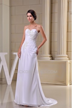 Sheath/Column New Arrival Chiffon Lace Beaded Wedding Dresses 2030343