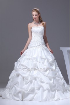 A-Line Strapless Satin Taffeta Sweet Wedding Dresses 2030355