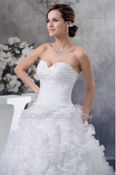 Sleeveless A-Line Sweetheart Satin Organza New Arrival Wedding Dresses 2030357