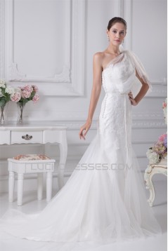 Trumpet/Mermaid One-Shoulder Lace Sweet Wedding Dresses 2030360