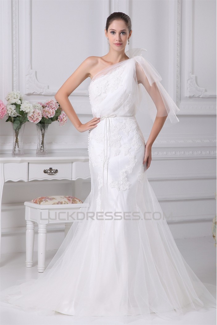 Trumpet/Mermaid One-Shoulder Lace Sweet Wedding Dresses 2030360