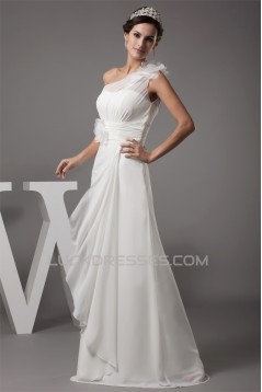 Sheath/Column Chiffon Silk like Satin New Arrival Wedding Dresses 2030361