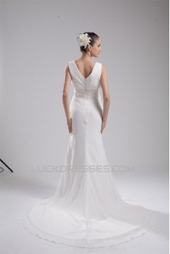 Trumpet/Mermaid Sleeveless Chiffon Beaded Reception Wedding Dresses 2030365