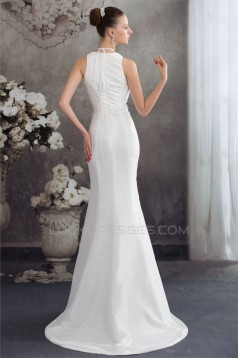 Mermaid/Trumpet Sleeveless Lace Taffeta Straps Reception Wedding Dresses 2030372