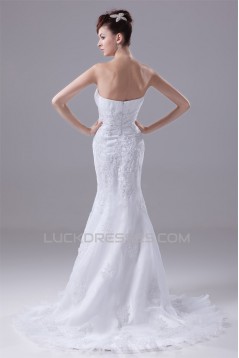 Mermaid/Trumpet Sleeveless Satin Lace LOrganza New Arrival Wedding Dresses 2030374