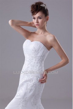 Mermaid/Trumpet Sleeveless Satin Lace LOrganza New Arrival Wedding Dresses 2030374