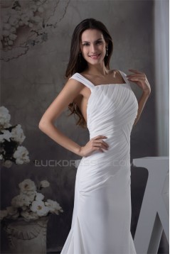 Sleeveless Mermaid/Trumpet Spaghetti Straps Chiffon Sweet Wedding Dresses 2030376