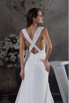 Sleeveless Mermaid/Trumpet Spaghetti Straps Chiffon Sweet Wedding Dresses 2030376