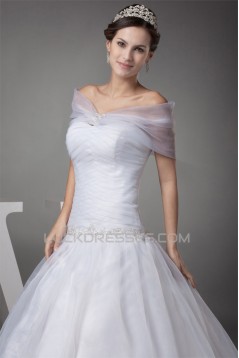 Sleeveless Portrait Satin Organza Princess New Arrival Wedding Dresses 2030379
