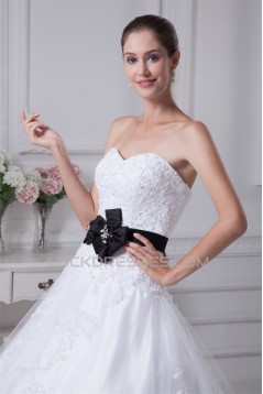 Ball Gown Sleeveless Princess Strapless Lace Satin Fine Netting Wedding Dresses 2030381