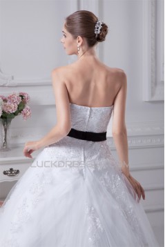 Ball Gown Sleeveless Princess Strapless Lace Satin Fine Netting Wedding Dresses 2030381