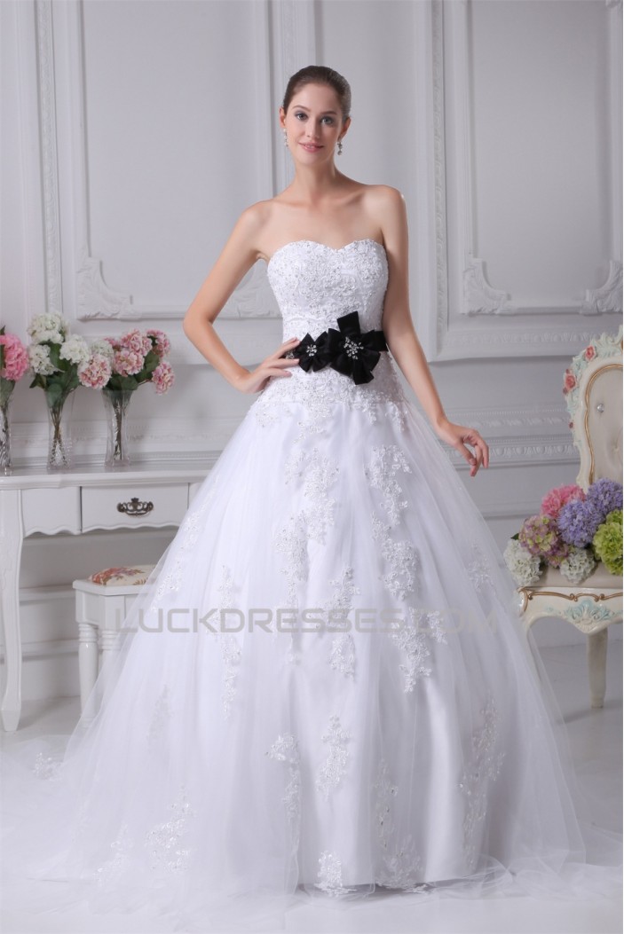 Ball Gown Sleeveless Princess Strapless Lace Satin Fine Netting Wedding Dresses 2030381