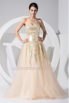 A-Line Sweetheart Sleeveless Satin Fine Netting Sequined Material Wedding Dresses 2030385