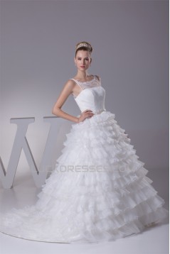 Sleeveless Satin Lace Organza Princess Strapless Reception Wedding Dresses 2030393