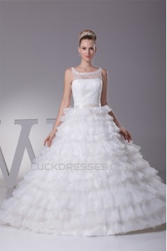 Sleeveless Satin Lace Organza Princess Strapless Reception Wedding Dresses 2030393